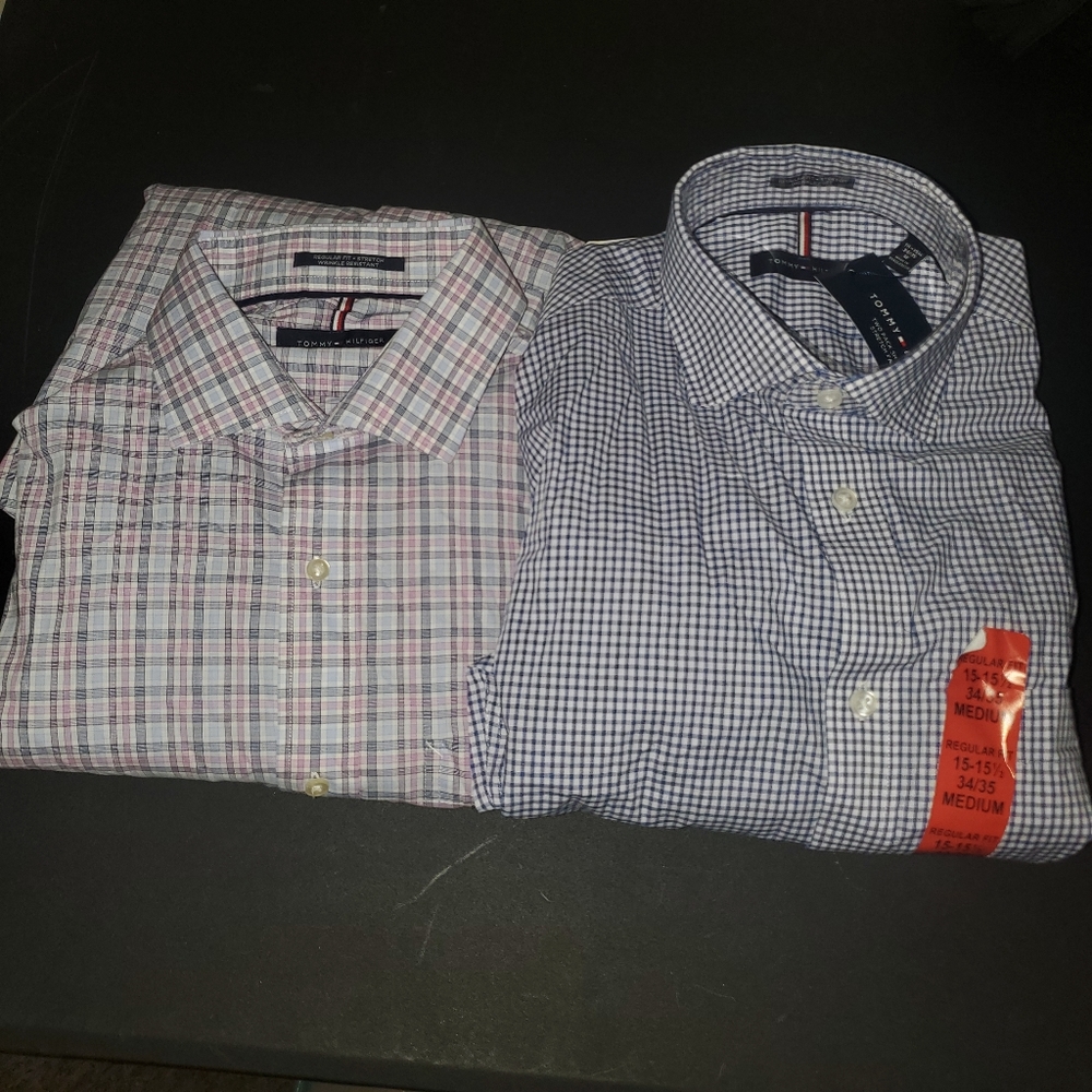 2pk tommy hilfiger regular fit dress shirts